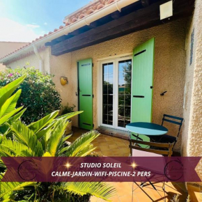 Studio Soleil - Piscine, Parking, Jardin, Calme, Wifi, 2 personnes